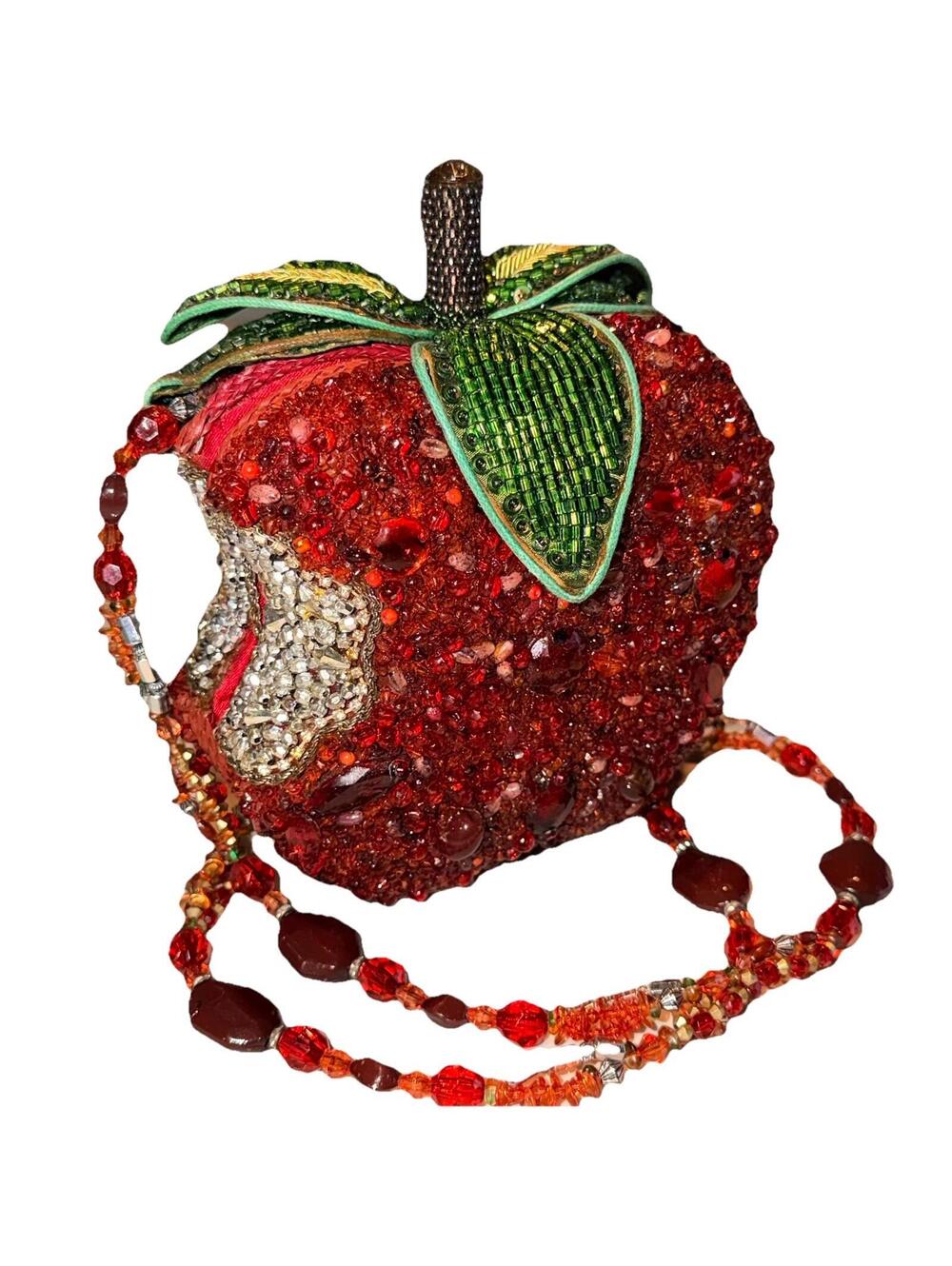 Mary Frances Beaded Red Apple Crossbody Handbag First Bite Snow White Bag RARE